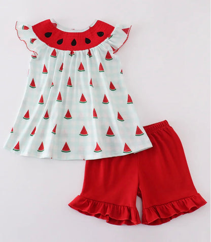 Watermelon Embroidered Short Set