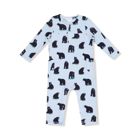 Angel Dear Black Bears Waffle Uni Romper