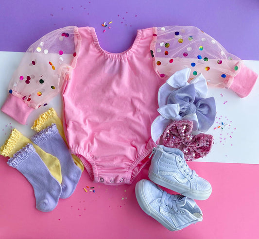 Pink Confetti Mesh Leo