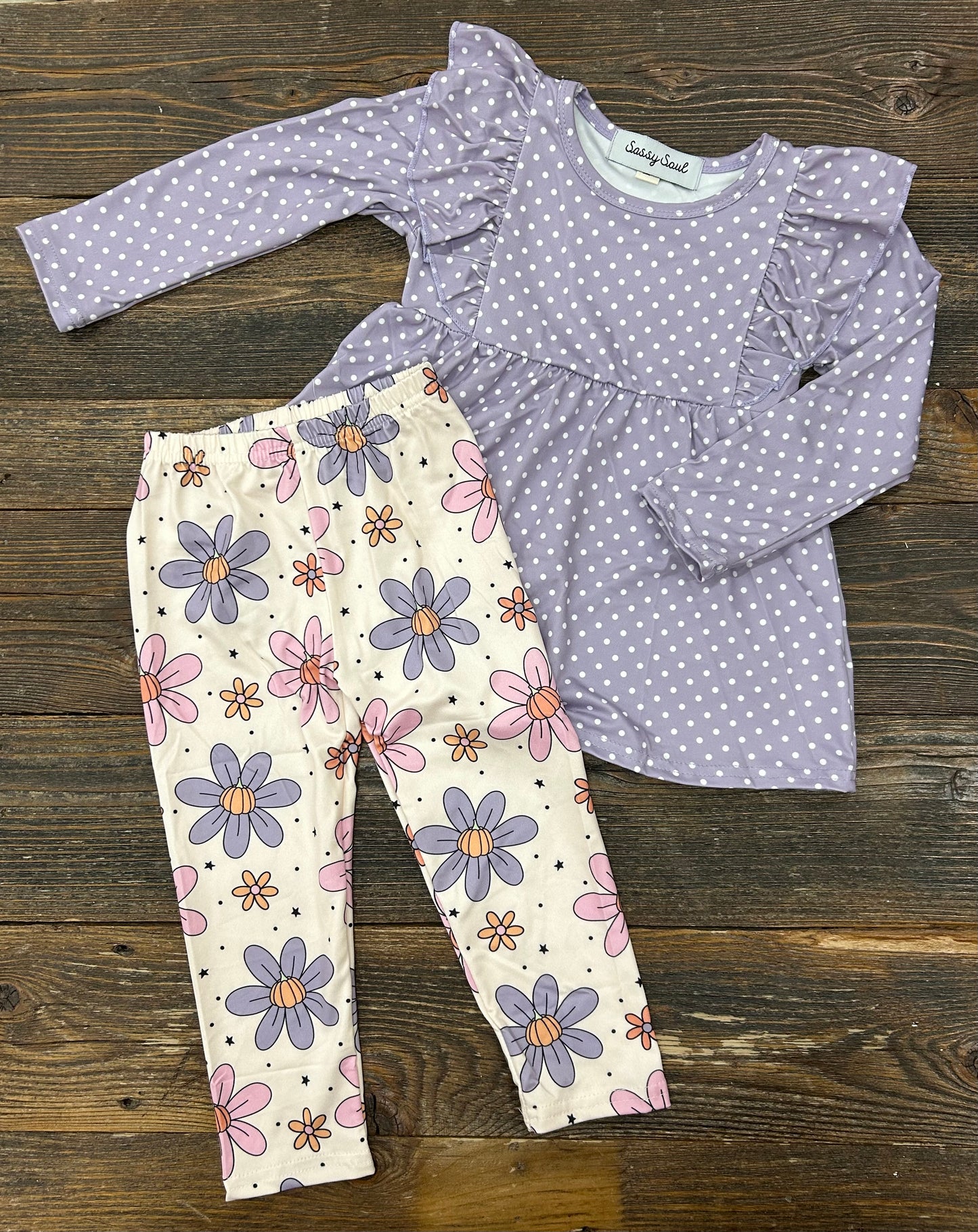 Lilac Pumpkin Floral Legging Set