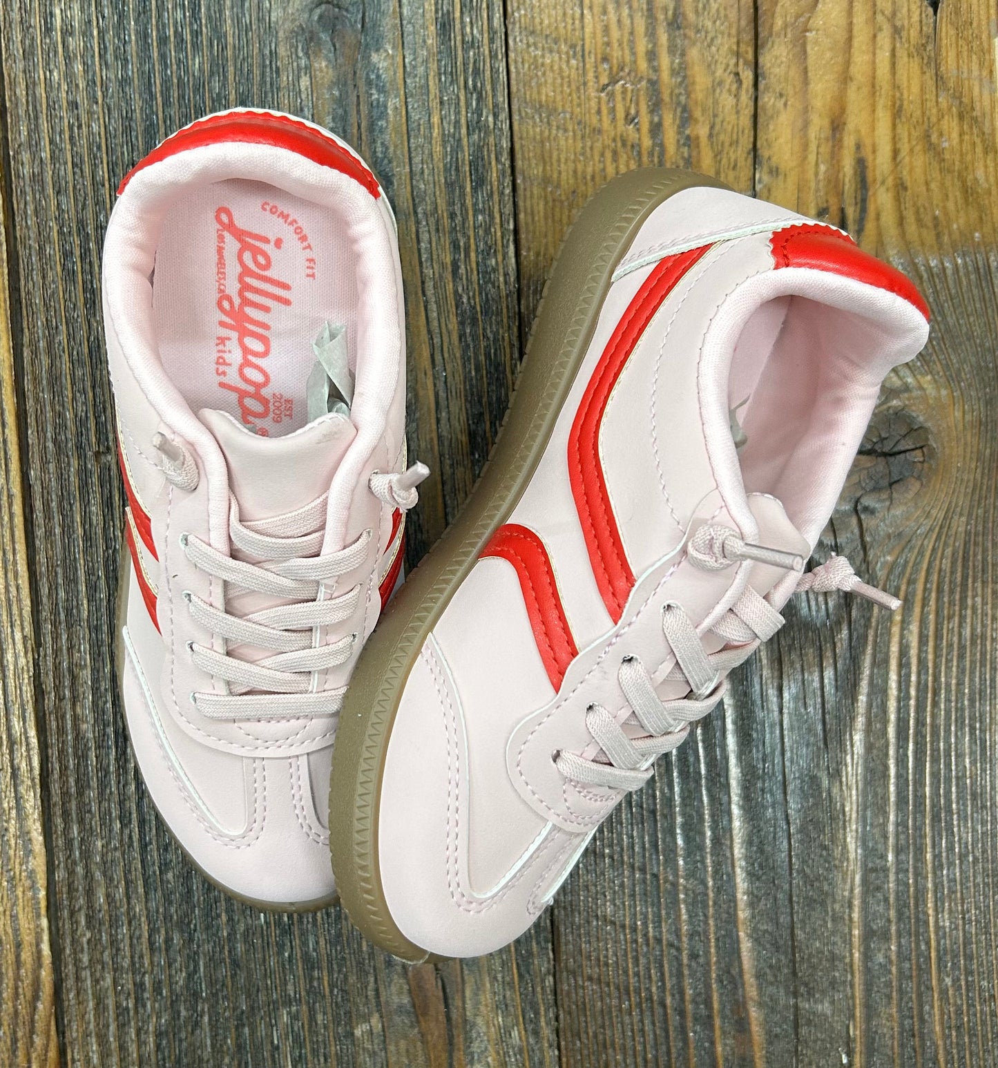 JP Light Pink/Red Suede Slip Ons