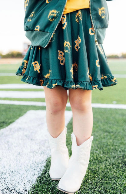 M&R Baylor Green Bear Ruffle Twirl Skort