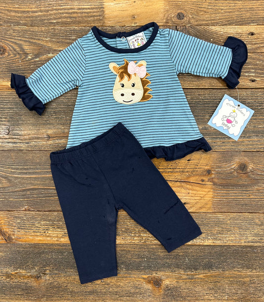 Three Sisters Horse Applique Girl Legging Set