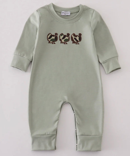 Sage Camo Turkey Romper