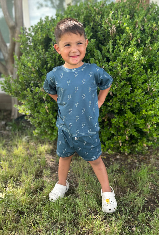 Blue Lightening Bolt Oversized Set