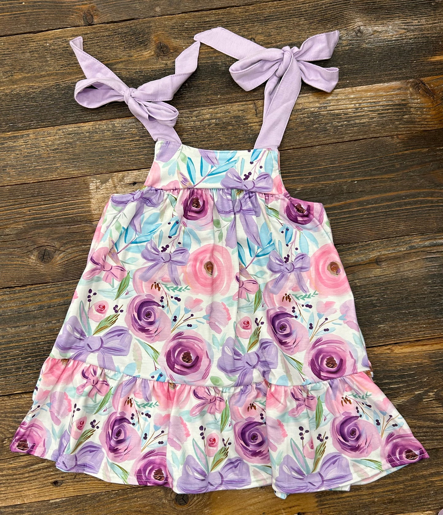 Purple Floral Ruffle Dress