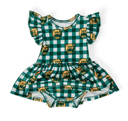 M&R Baylor Plaid Bear Flutter Twirl Bodysuit