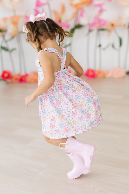 MR Springtime Bows Ruffle Cross Back Dress