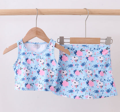 Blue Floral Active Skort Set