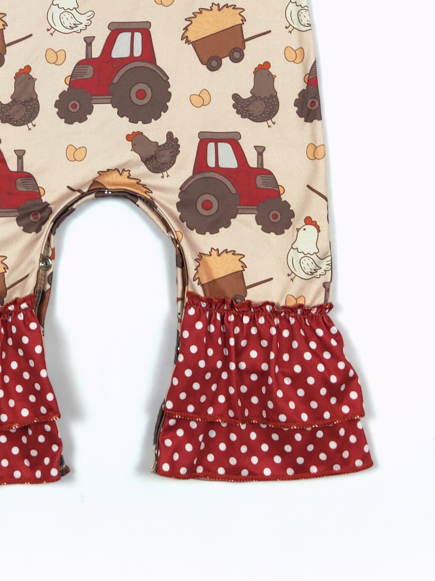 Red Tractor Ruffle Romper