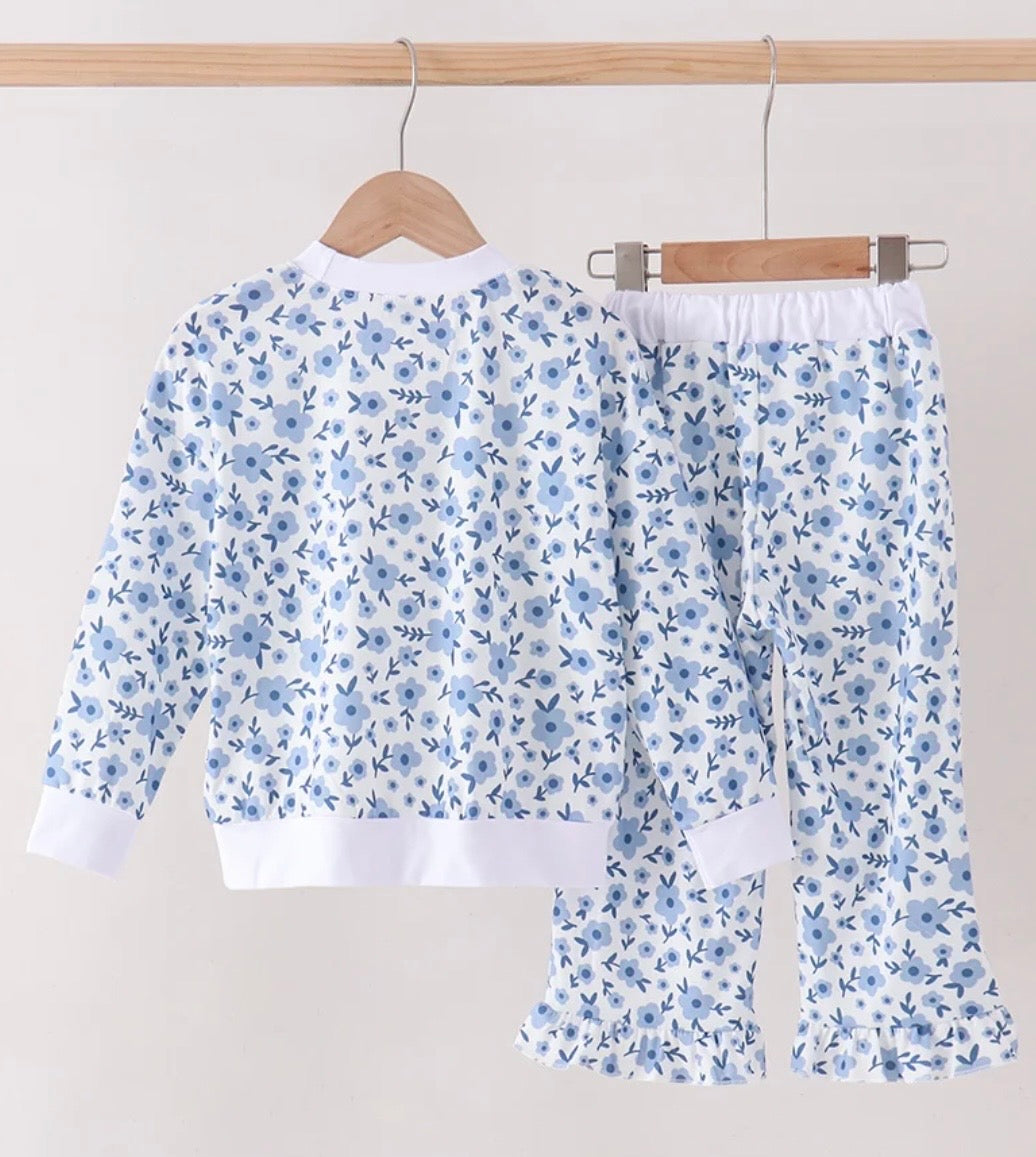 Blue Ditzy Floral Pant Set