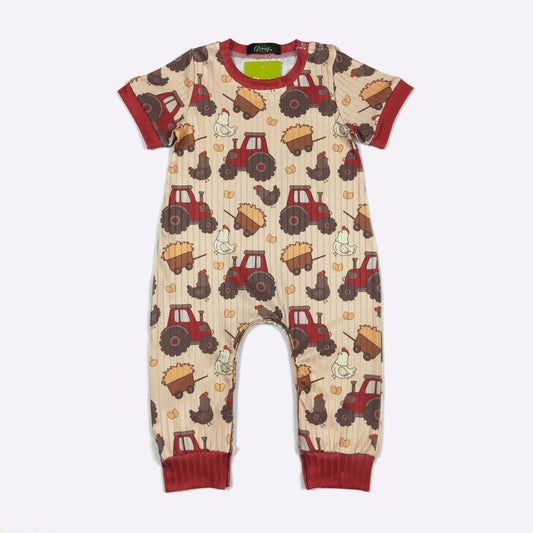 Red Tractor Romper