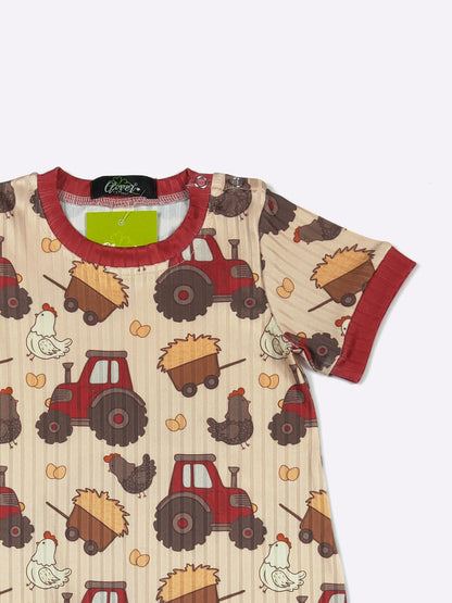 Red Tractor Romper