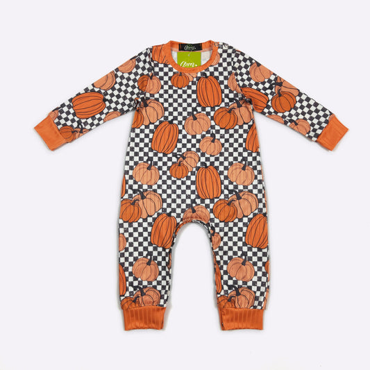 Checkered Pumpkin Romper