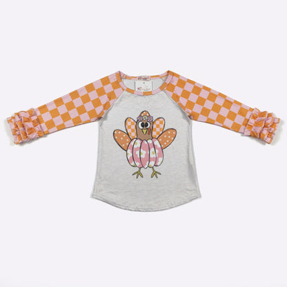 Turkey Pumpkin Ruffle Raglan
