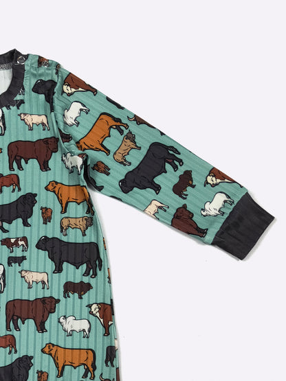 Teal Cattle Romper