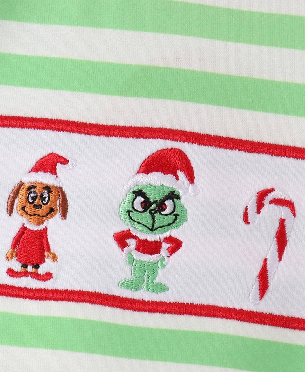 Green Guy Stripe Embroidered Romper