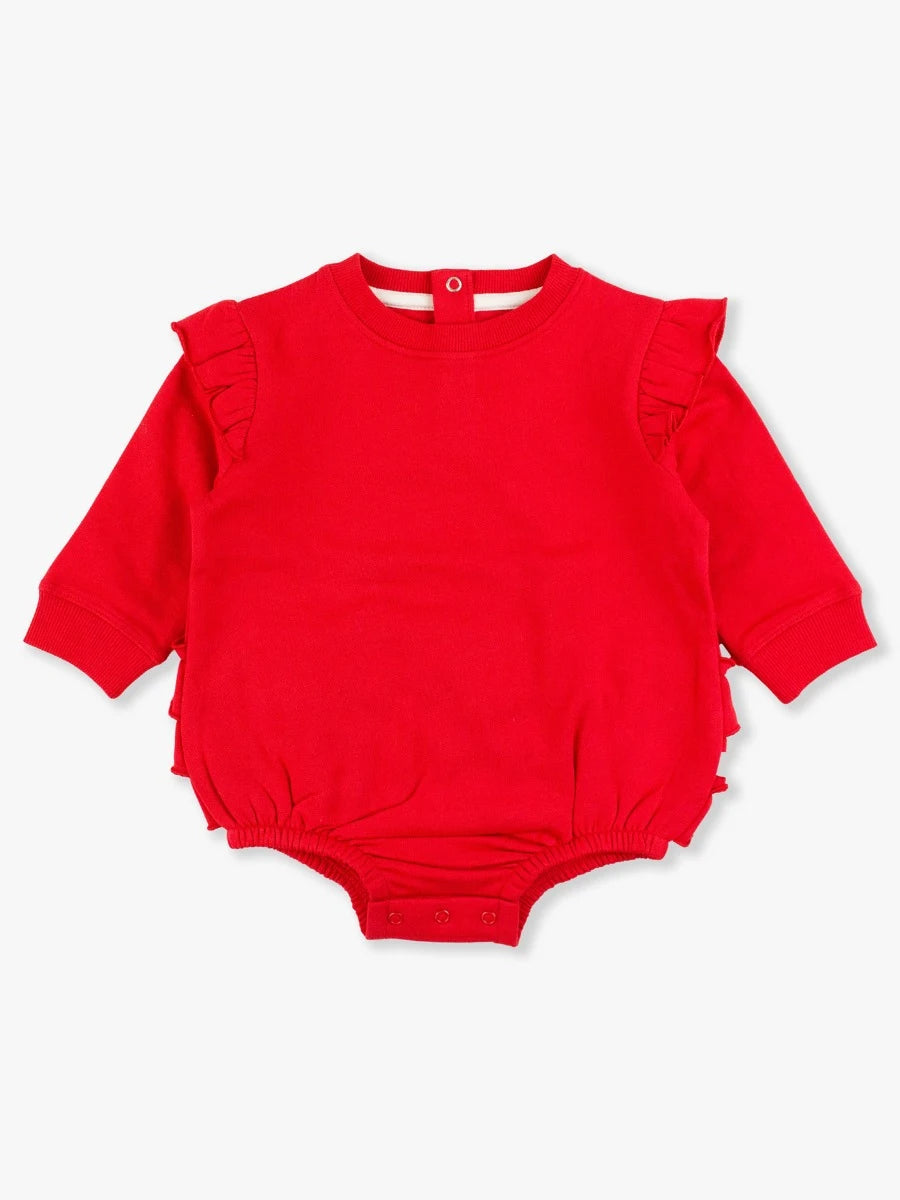 RuffleButts Sweatshirt Bubble Romper