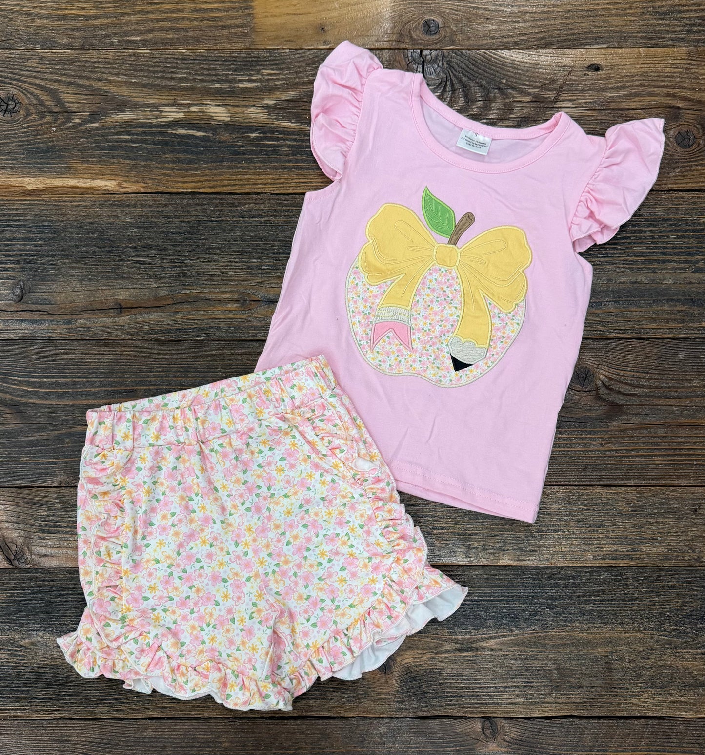 Floral Apple/Pencil Short Set