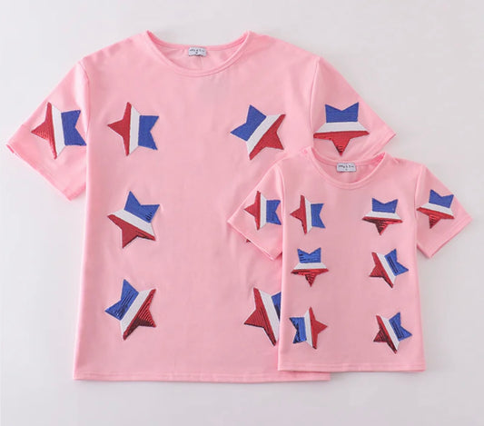 Pink Star Sequin Mom & Me Top