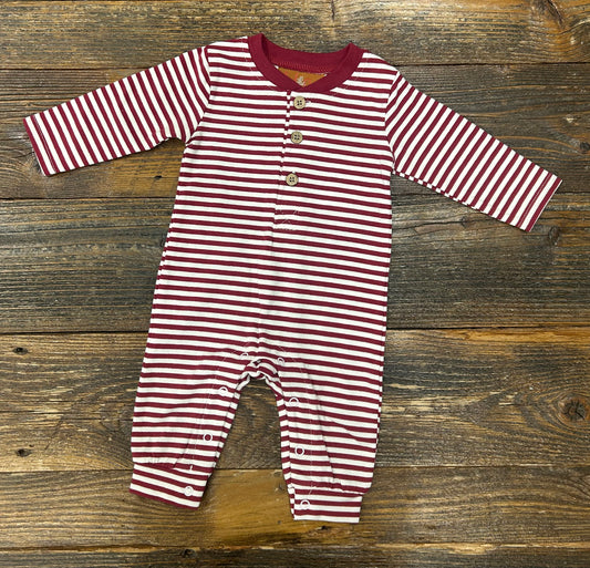 Millie Jay Easton Maroon Stripe Romper