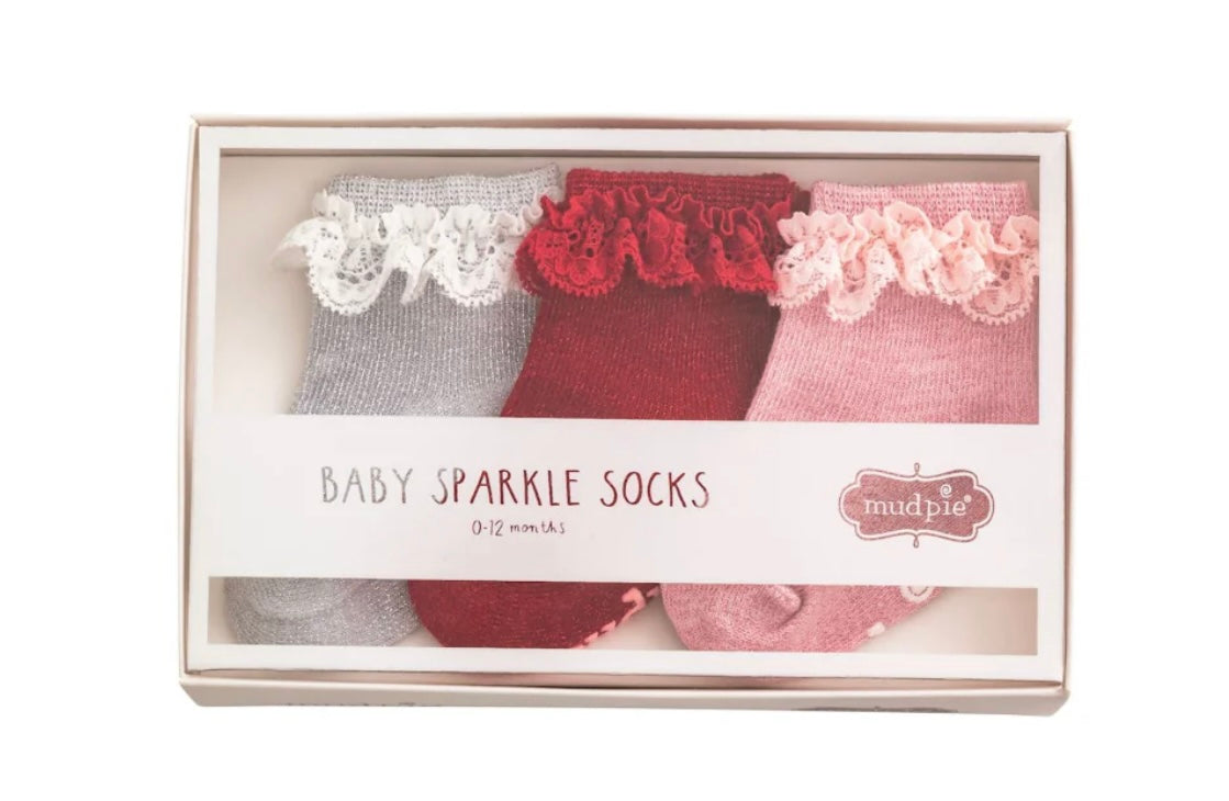Mudpie Baby Sparkle Lurex Socks (0-12M)