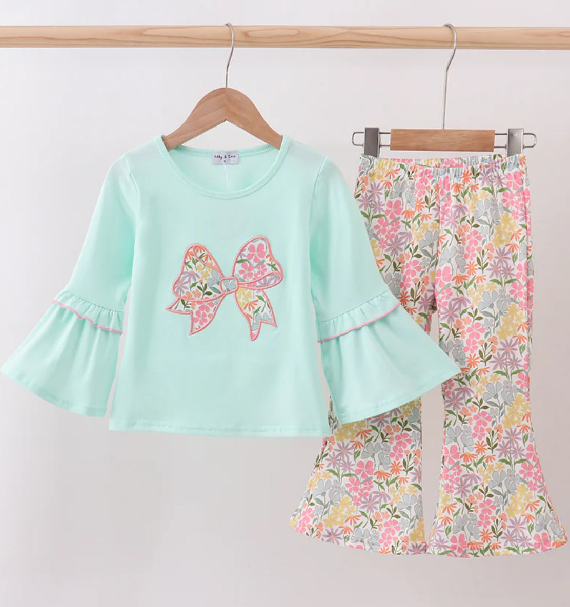Mint Floral Bow Pant Set
