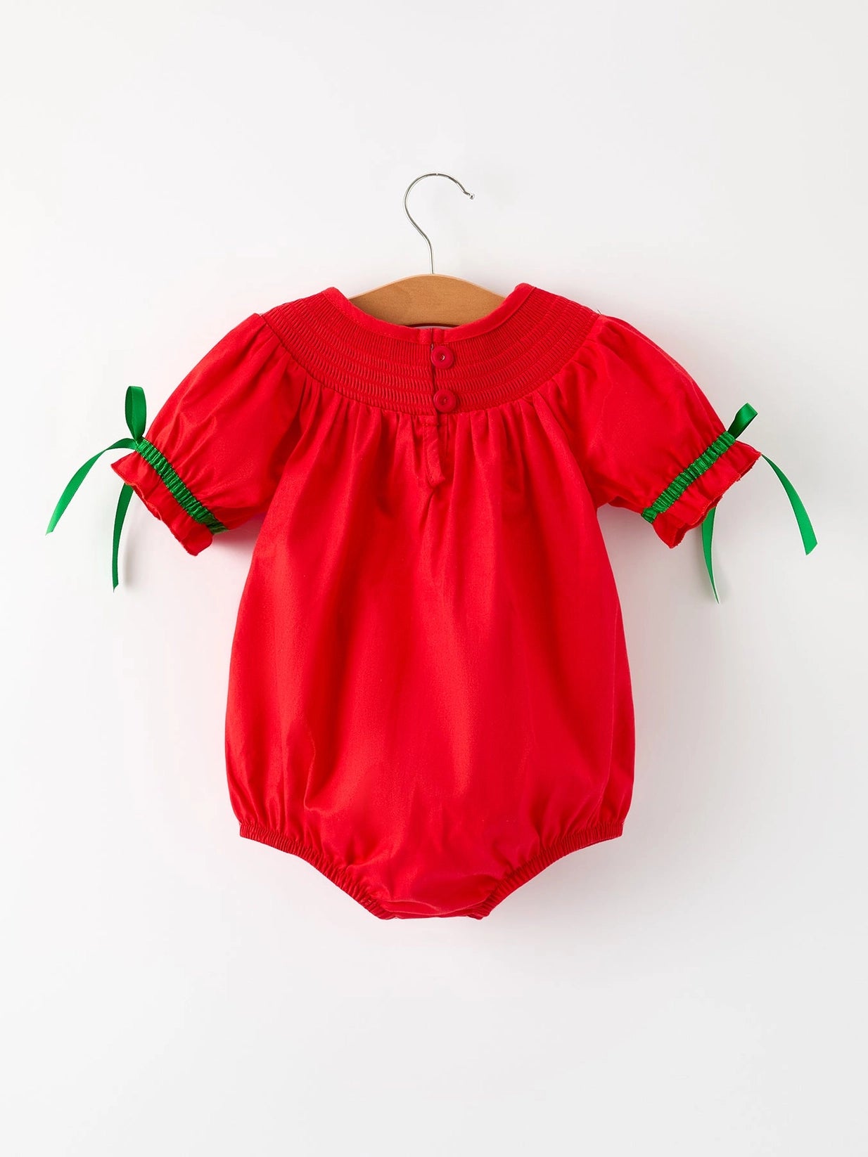 Red Christmas Tree Smocked Bubble