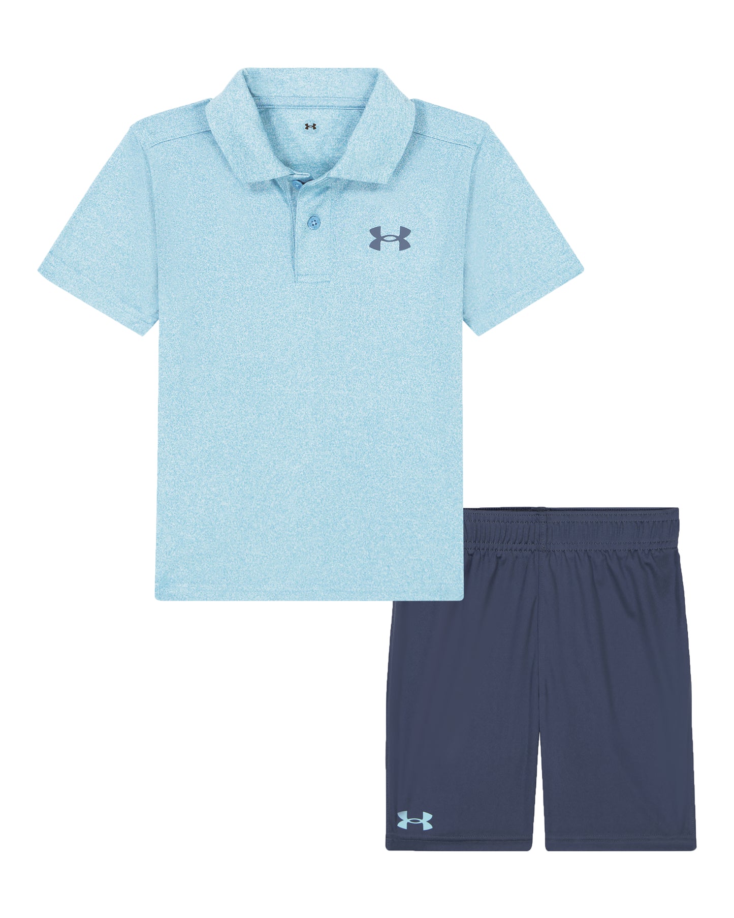 Under Armour Stream / Ether Blue Twist Polo & Gray Short Set