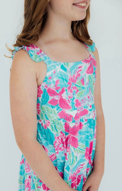MR Tropical Punch Ruffle Maxi Dress
