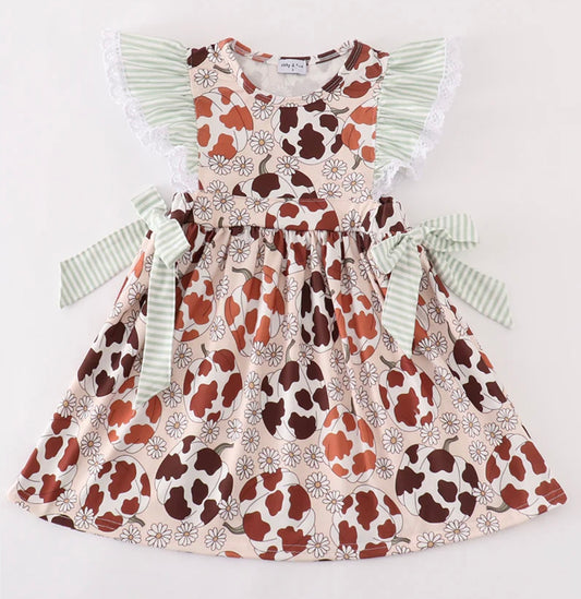 Pumpkin Daisy Leopard Dress