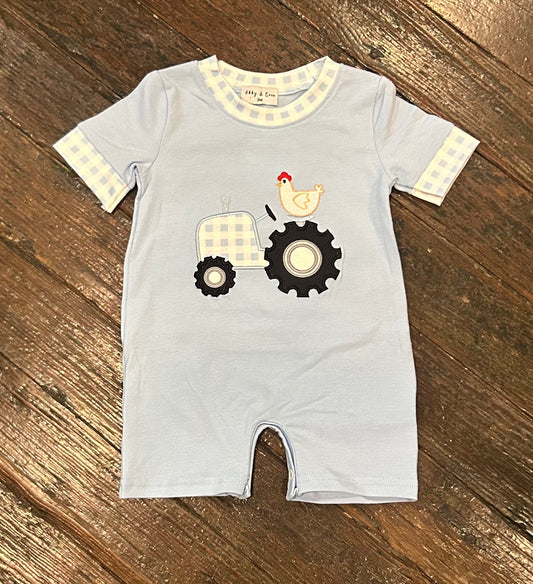 Blue Tractor Romper