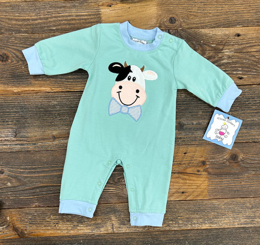 Three Sisters Moo Cow Applique Boys Romper