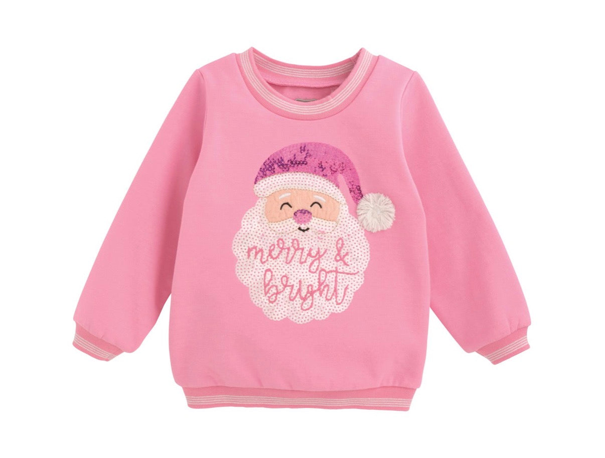 Mudpie Pink Sequin Santa Sweatshirt