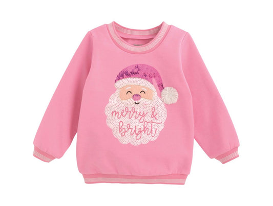 Mudpie Pink Sequin Santa Sweatshirt