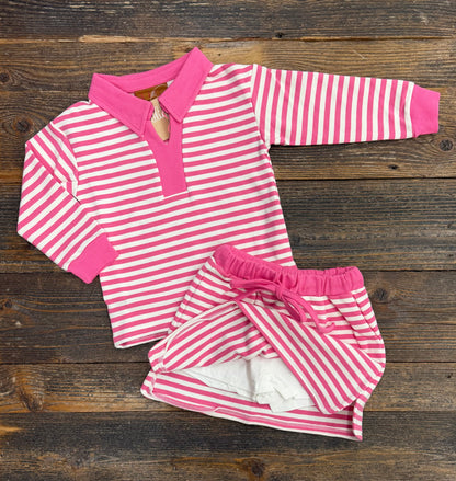 Millie Jay Isabelle Skort Set -Pink Stripe (617)