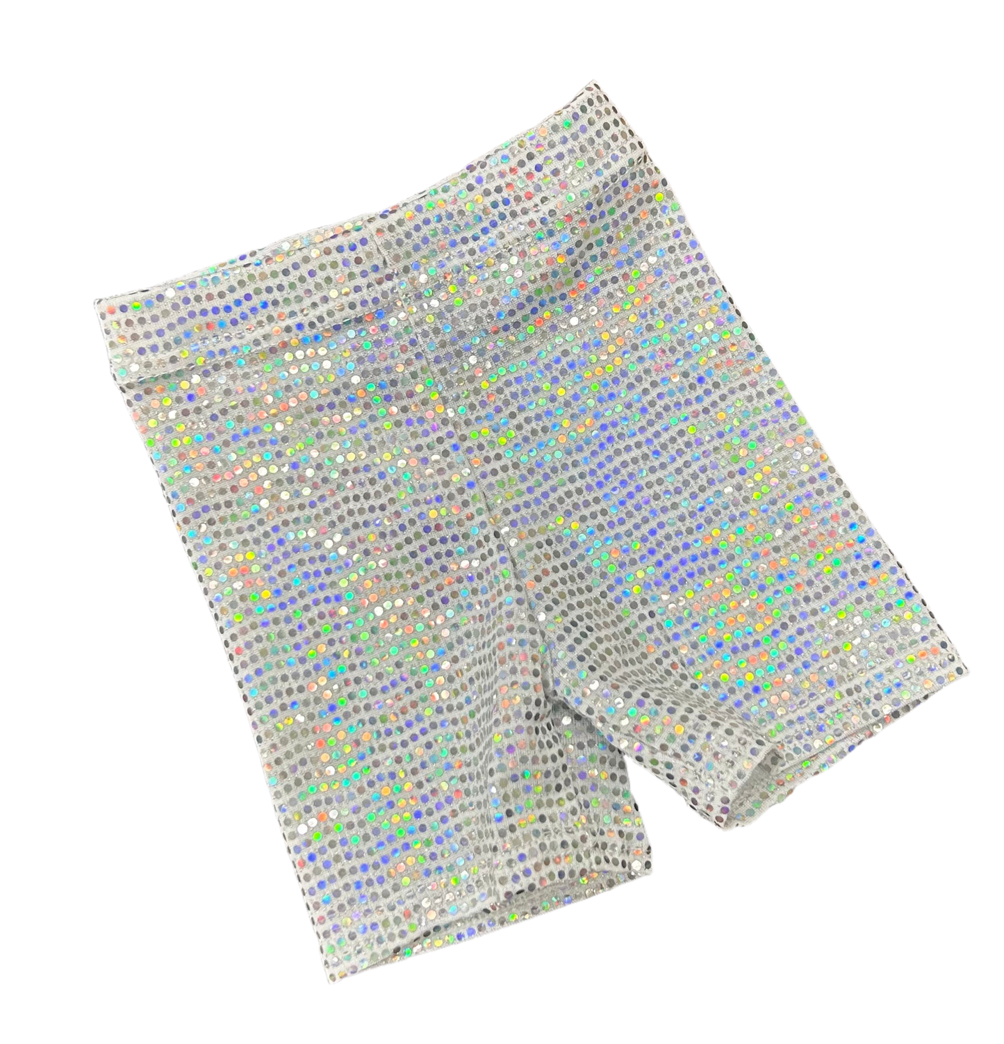 Silver Sequin Biker Shorts