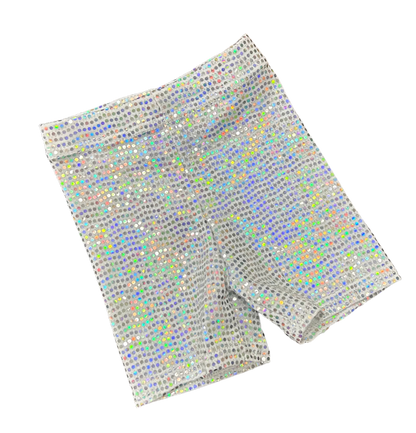 Silver Sequin Biker Shorts