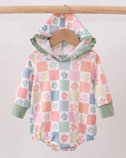 Pastel Daisy Checkerboard Hoodie Bubble