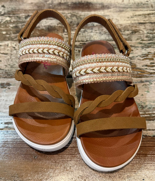 JellyPop Cloverlynn Tan Beaded Sandal