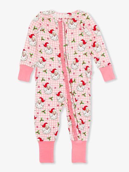 RuffleButts Dear Santa Ruffle One Piece Convertible Pajama