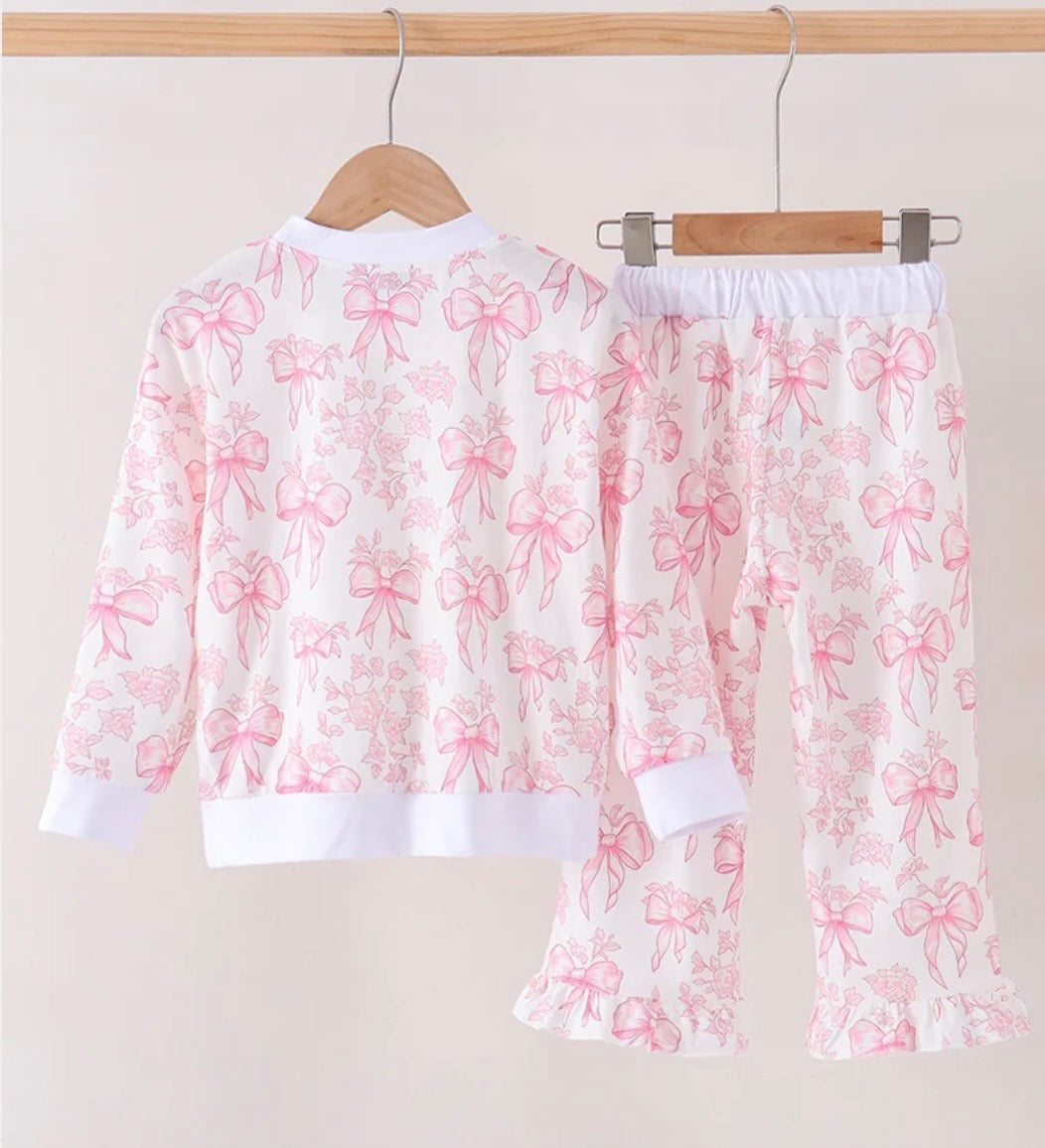 Pink Floral Bow Pant Set