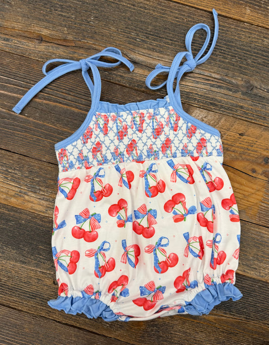 Cherry Smocked Bubble