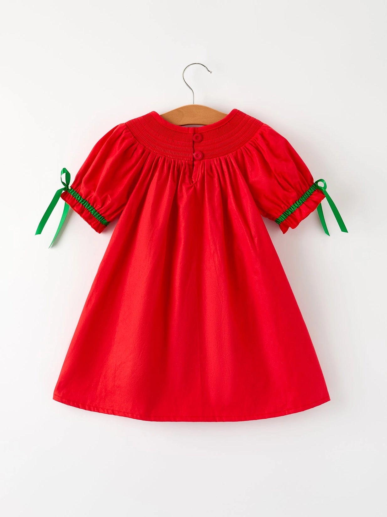 Red Christmas Tree Smocked Dress
