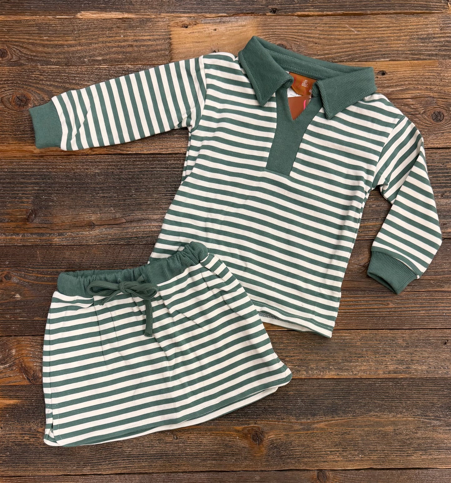 Millie Jay Isabelle Skort Set -Green Stripe (616)