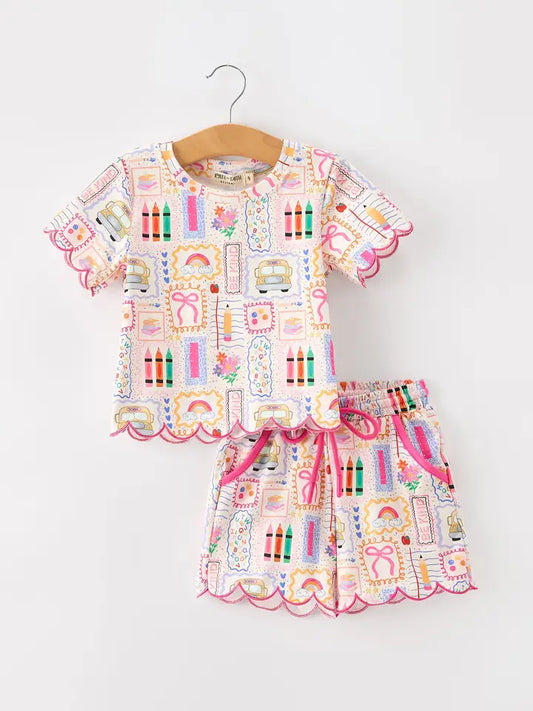 Back to School Scallop Short Set