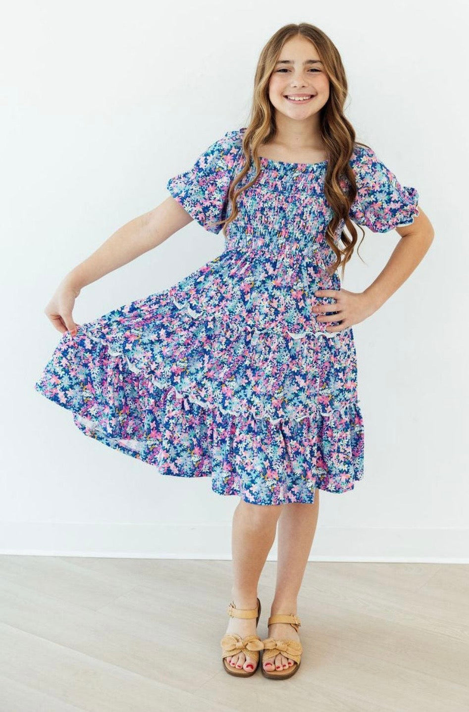 MR Darling Daisies Smocked Ruffle Dress