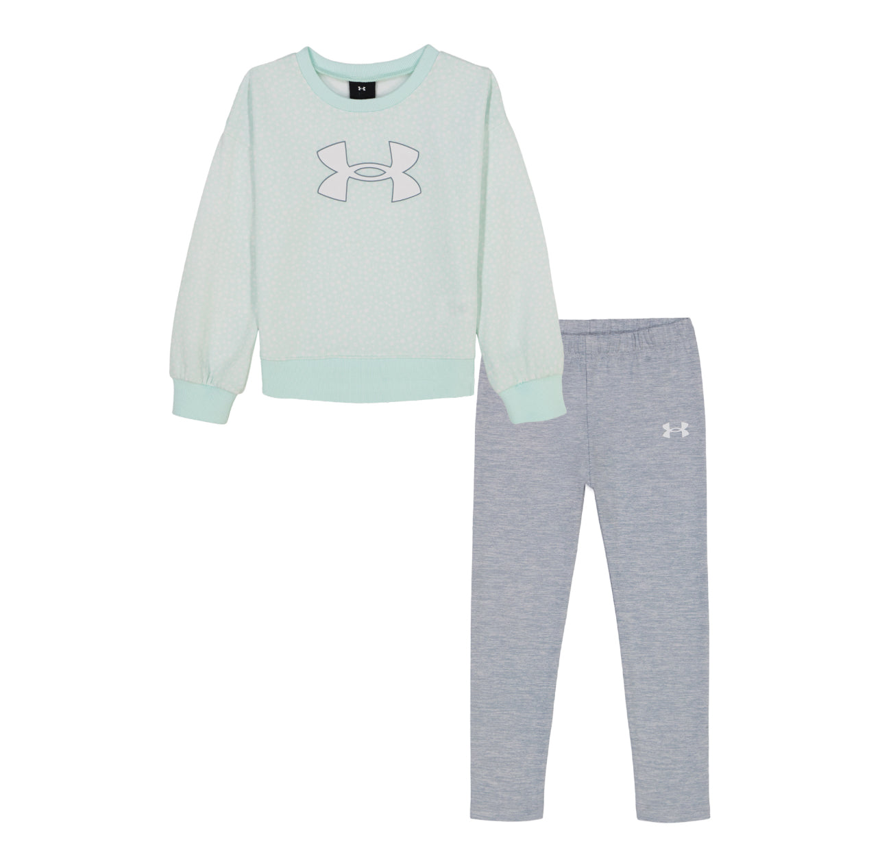 Under Armour Seaglass Blue Edge Dot Pullover & Grey Legging Set