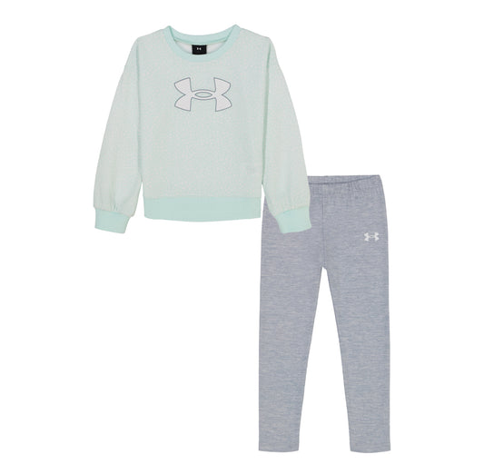 Under Armour Seaglass Blue Edge Dot Pullover & Grey Legging Set