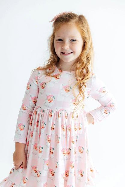 M&R Storybook Santa L/S Ruffle Twirl Dress
